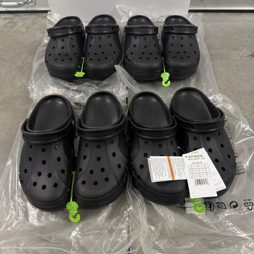 Crocs Baya Platform Clog Womens Size 11 Black Slip On 208186-001 Lot Of 4